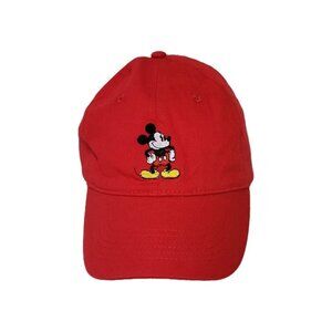 Disney Mickey Mouse Baseball Hat Cap Embroidered Strap Back Red Adjustable